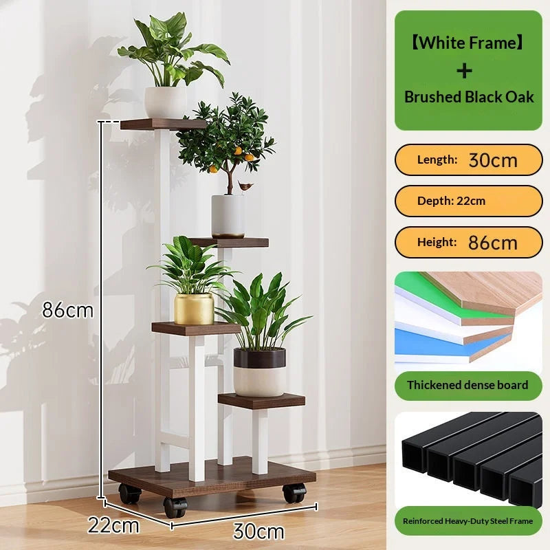 Rolling Multi-Tier Plant Stand