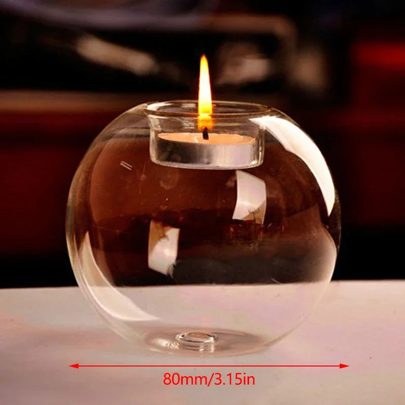 Round Glass Candle Holder Centerpiece