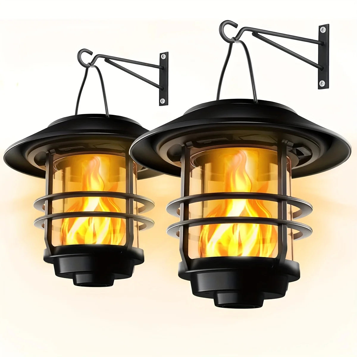 Solar Flickering Flame Wall Lantern (2-Pack)