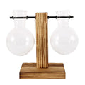 Glass Bulb Vase Wooden Stand