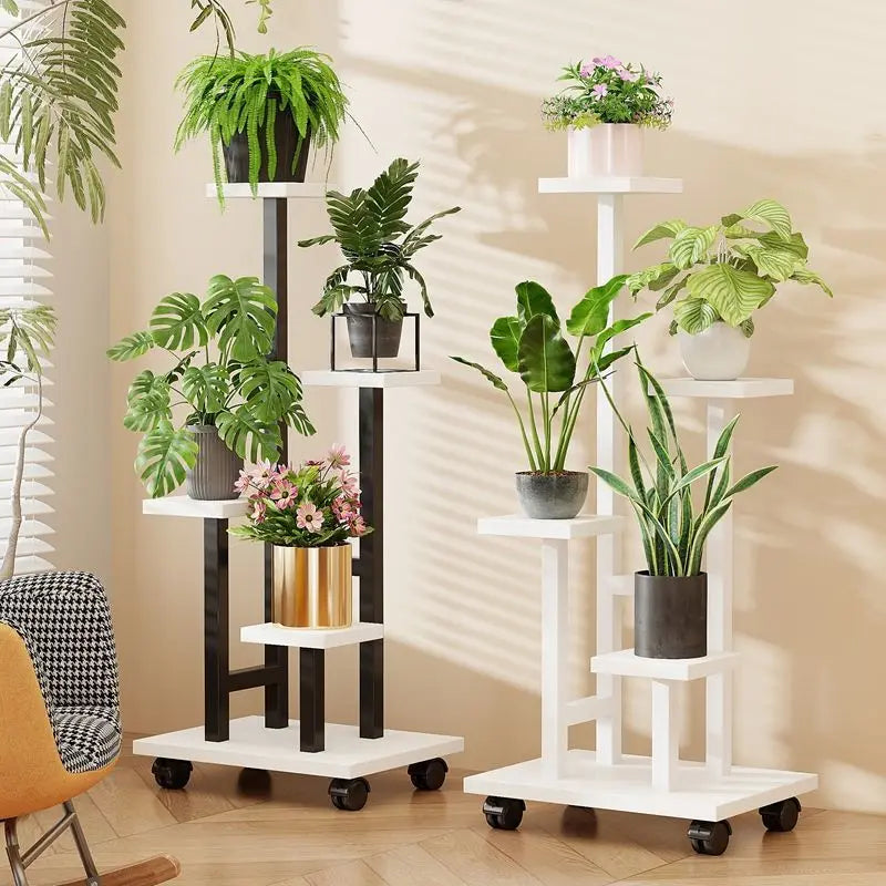 Rolling Multi-Tier Plant Stand