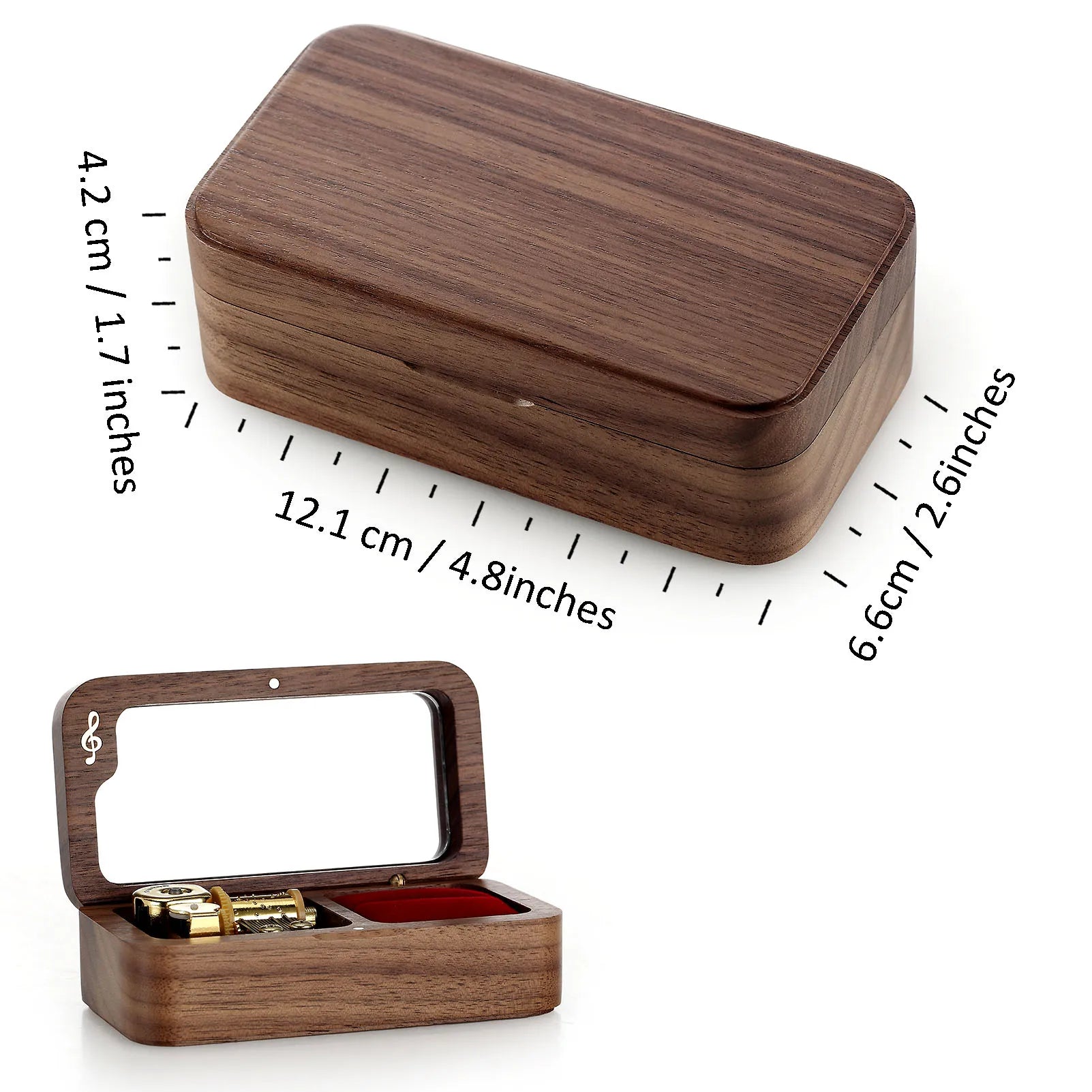Walnut Music Ring Box