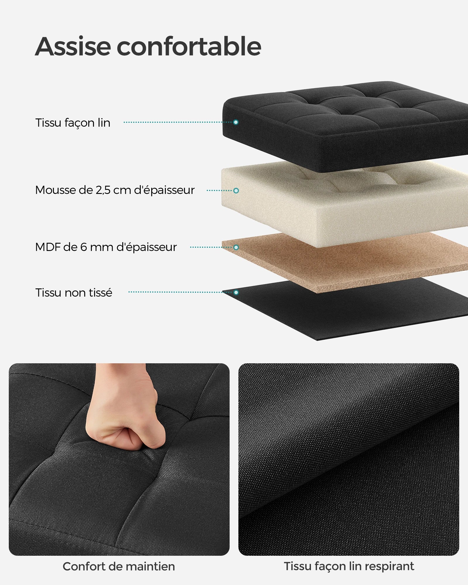 SONGMICS Folding Storage Bench