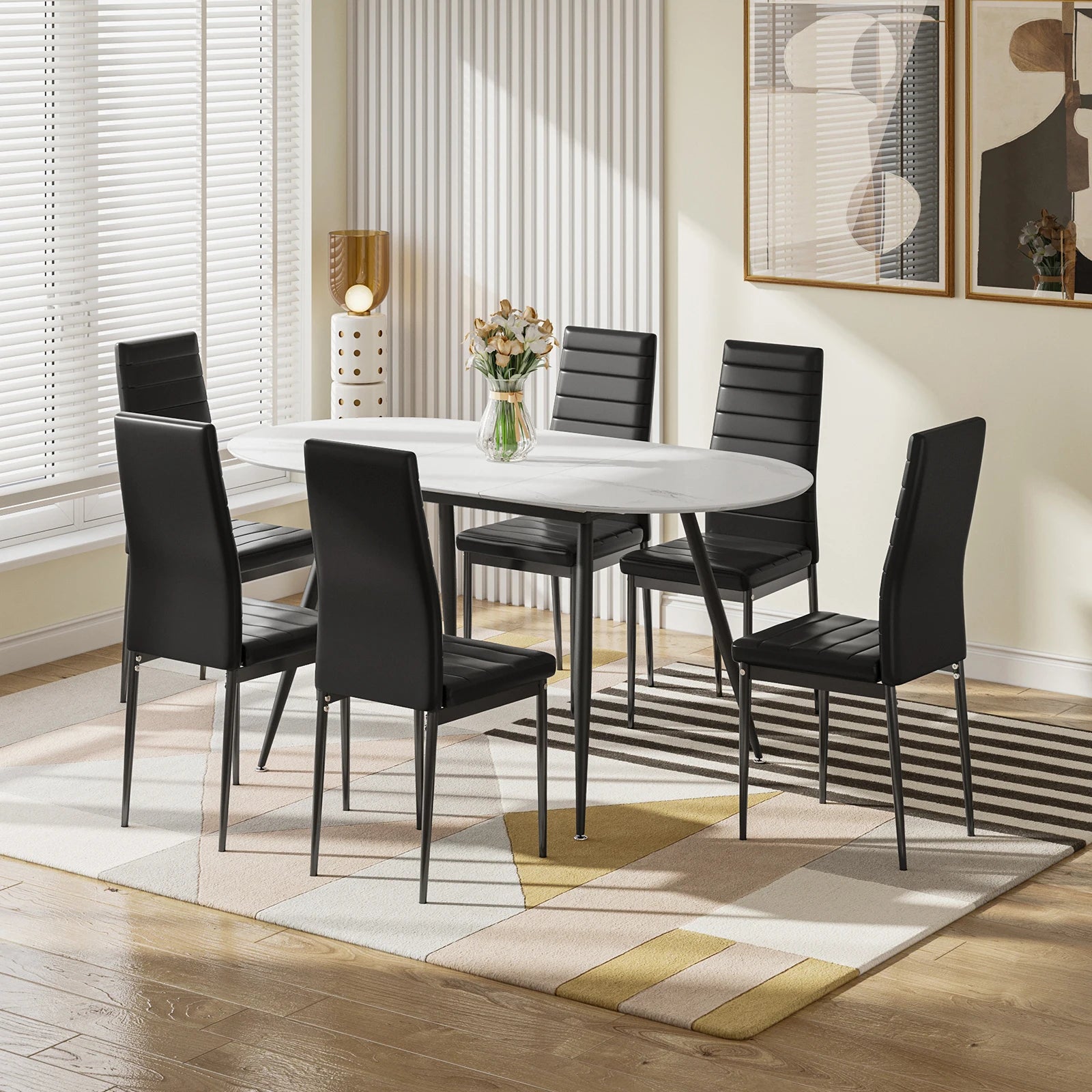 Extendable Marble Effect Dining Table