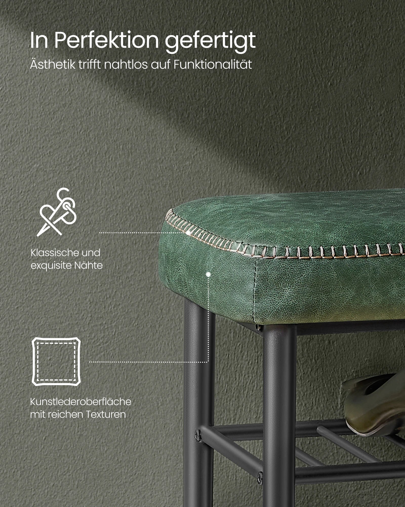 VASAGLE EKHO Leather Shoe Bench