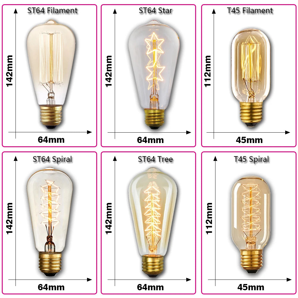 Vintage Edison Bulb E27 - Multiple Shapes