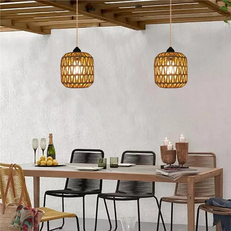 Battery Rattan Outdoor Chandelier
