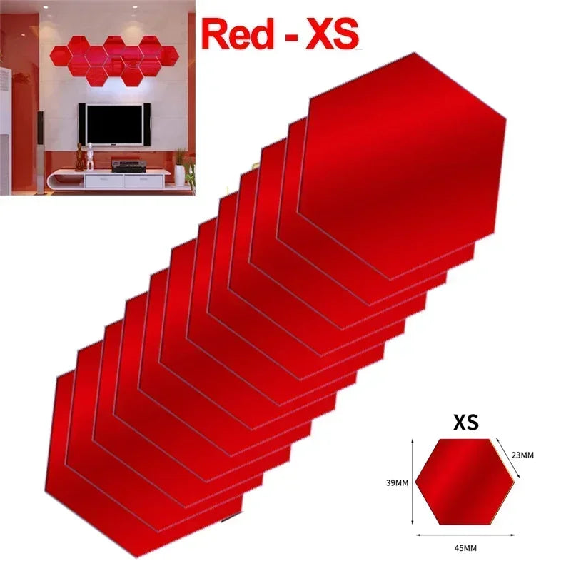 Hexagon Acrylic Mirror Mosaic Wall Tiles