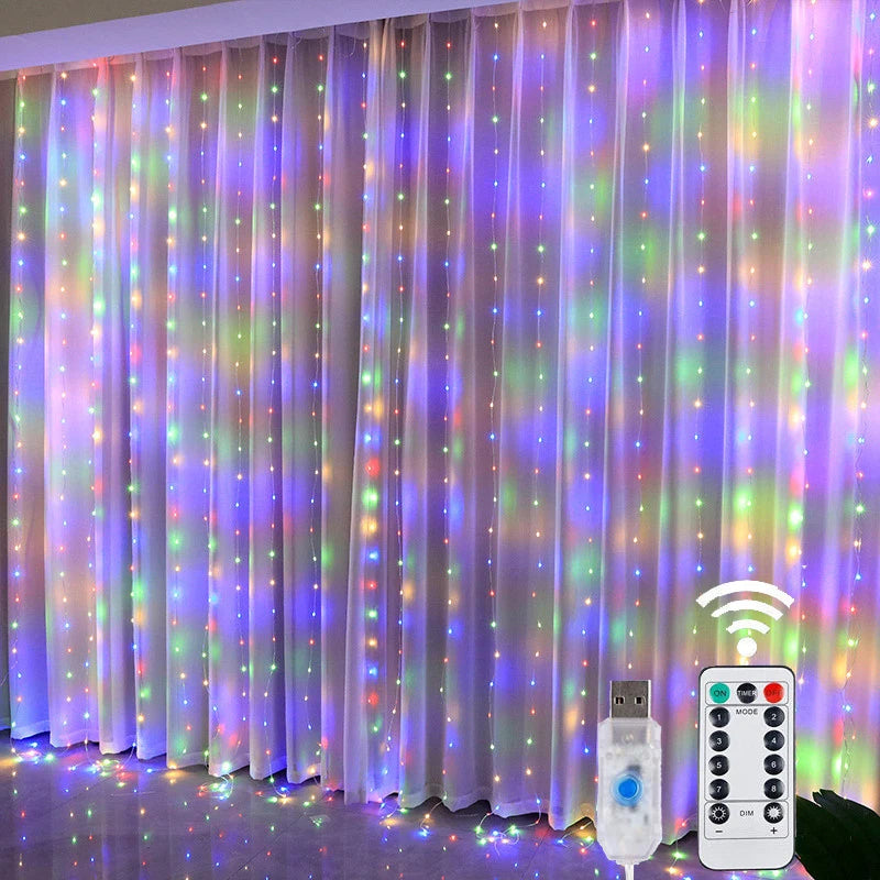 LED Fairy Curtain Lights with Remote - 8 Modes