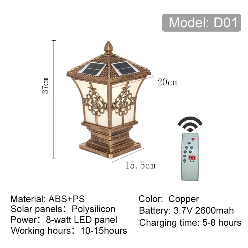 Solar Auto-Dimming Pillar Light