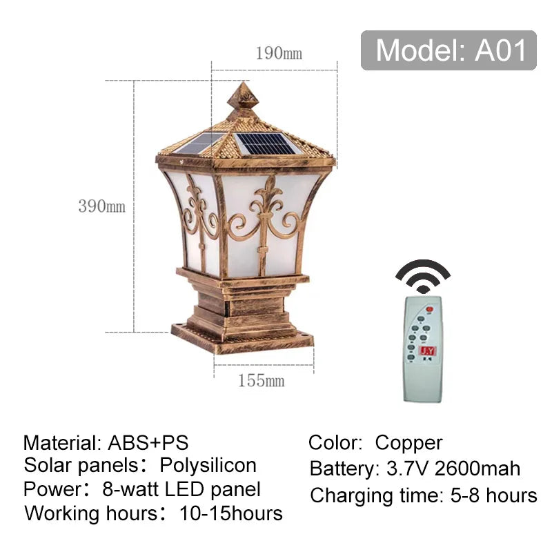 Solar Auto-Dimming Pillar Light