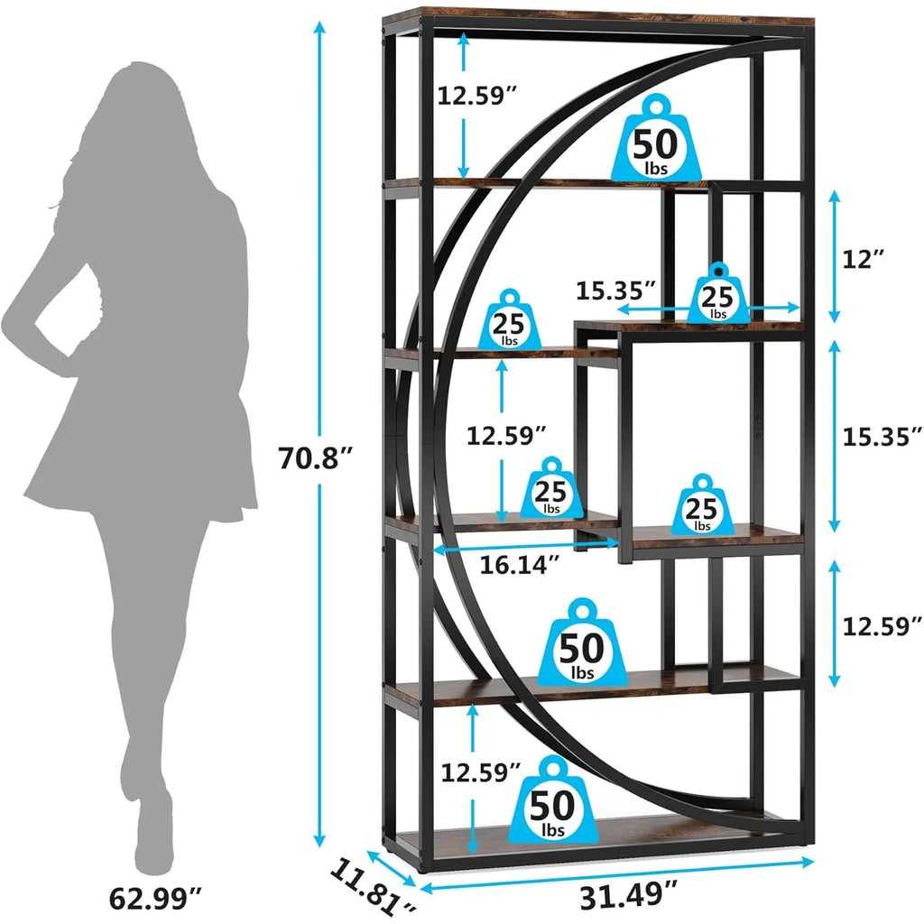 Industrial 5-Tier Etagere Bookshelf