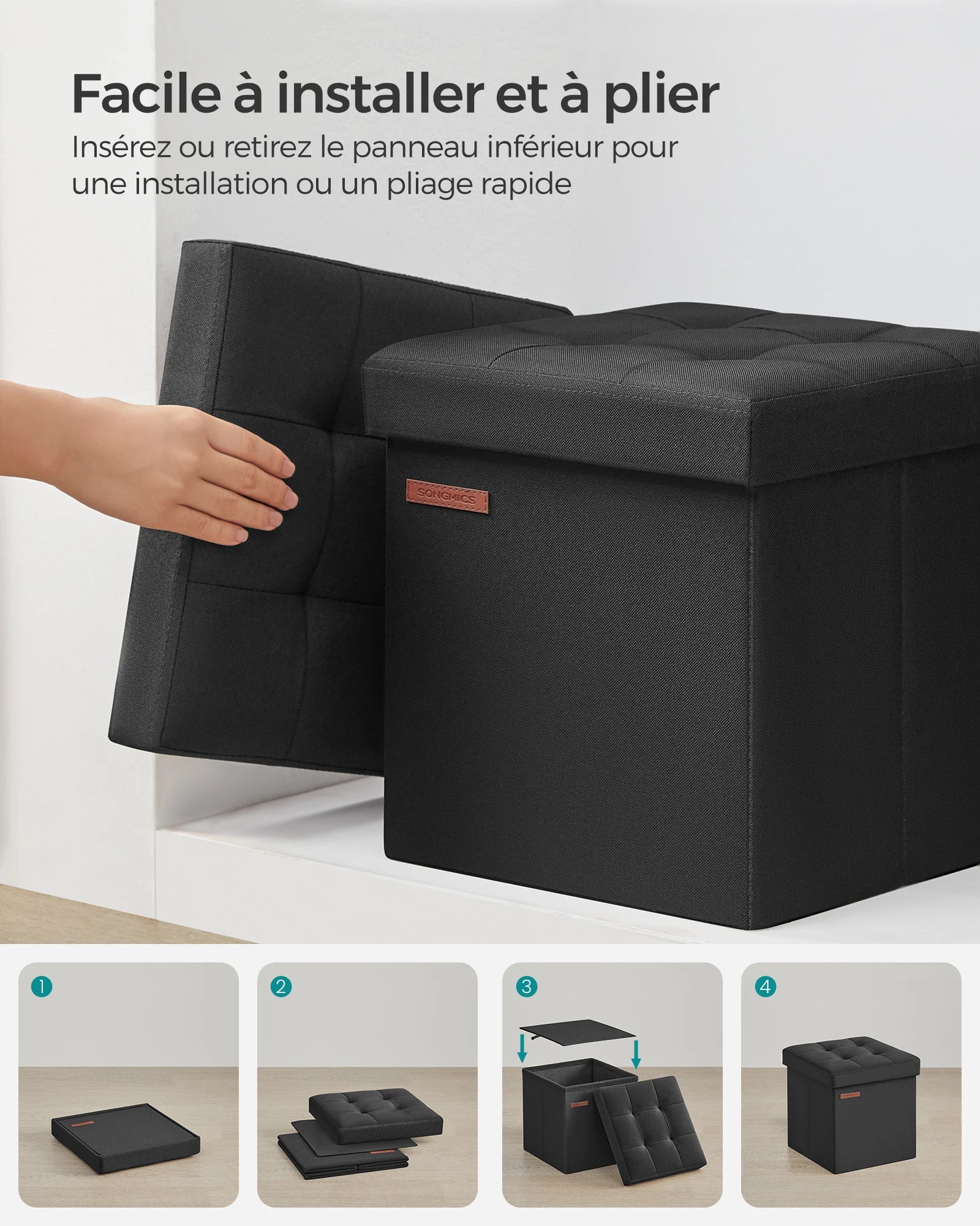 SONGMICS Folding Storage Bench
