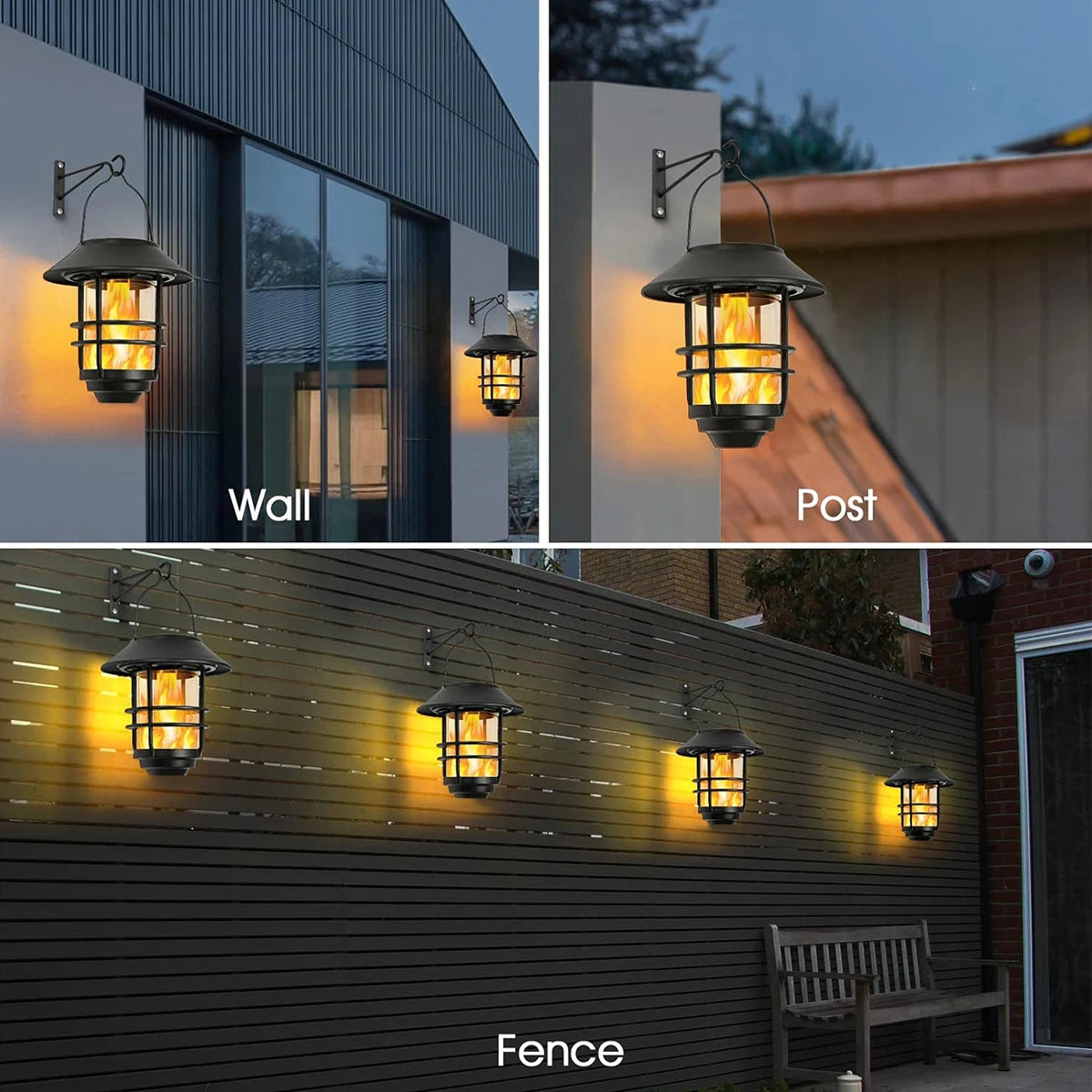 Solar Flickering Flame Wall Lantern (2-Pack)