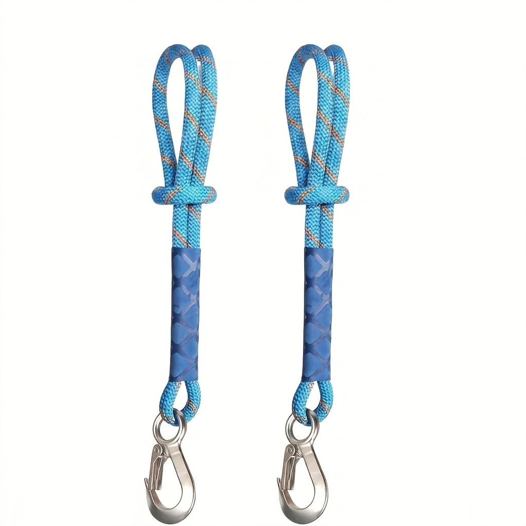 2 pcs Durable Nylon Hanging Ropes with Metal Hooks - UV, Weather, and Abrasion Resistant - Suitable for Outdoor Hammocks