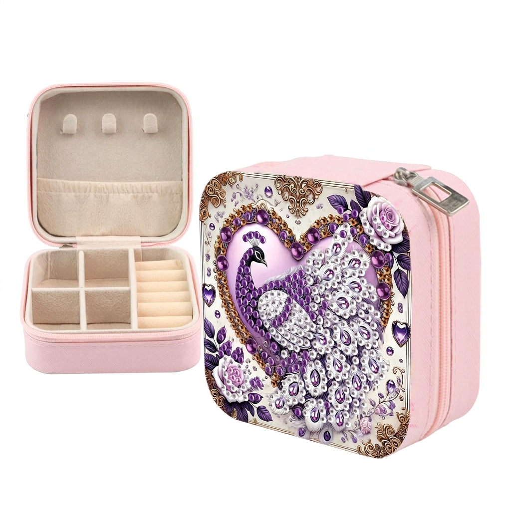 Diamond Art Peacock Jewelry Box