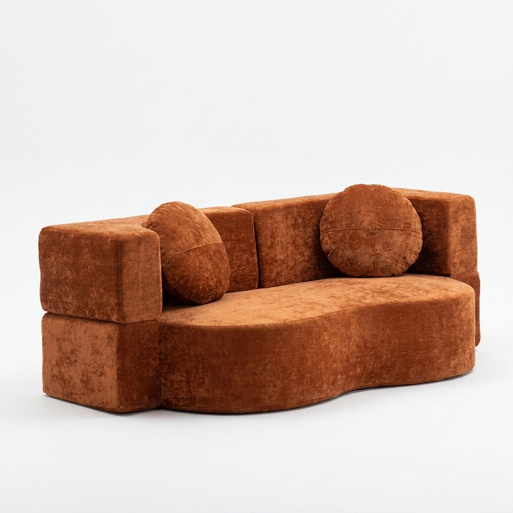 Vacuum compression sofa bed, retro sofa, vintage living room double folding dual-purpose, small apartment module fabric lazy sof