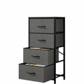 4-Drawer Dresser Vertical Storage Tower Fabric Dresser Closet Organizer, Nightstand Bedside Table Furniture,Wooden Top