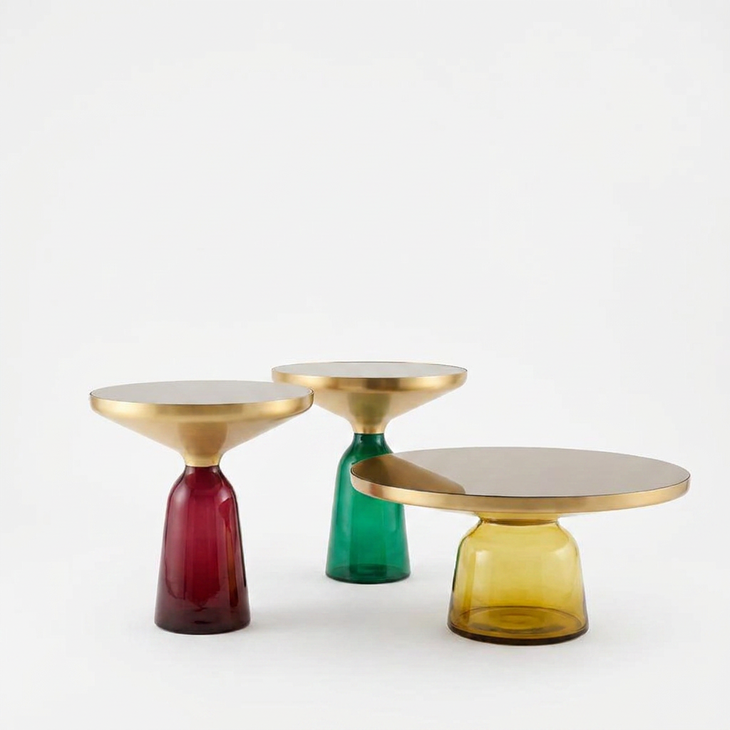 German Design Living Room Bedside Table, Sofa Side Table, Coffee Table, Indoor Round Glass, Nordic Light Luxury Coffee Table