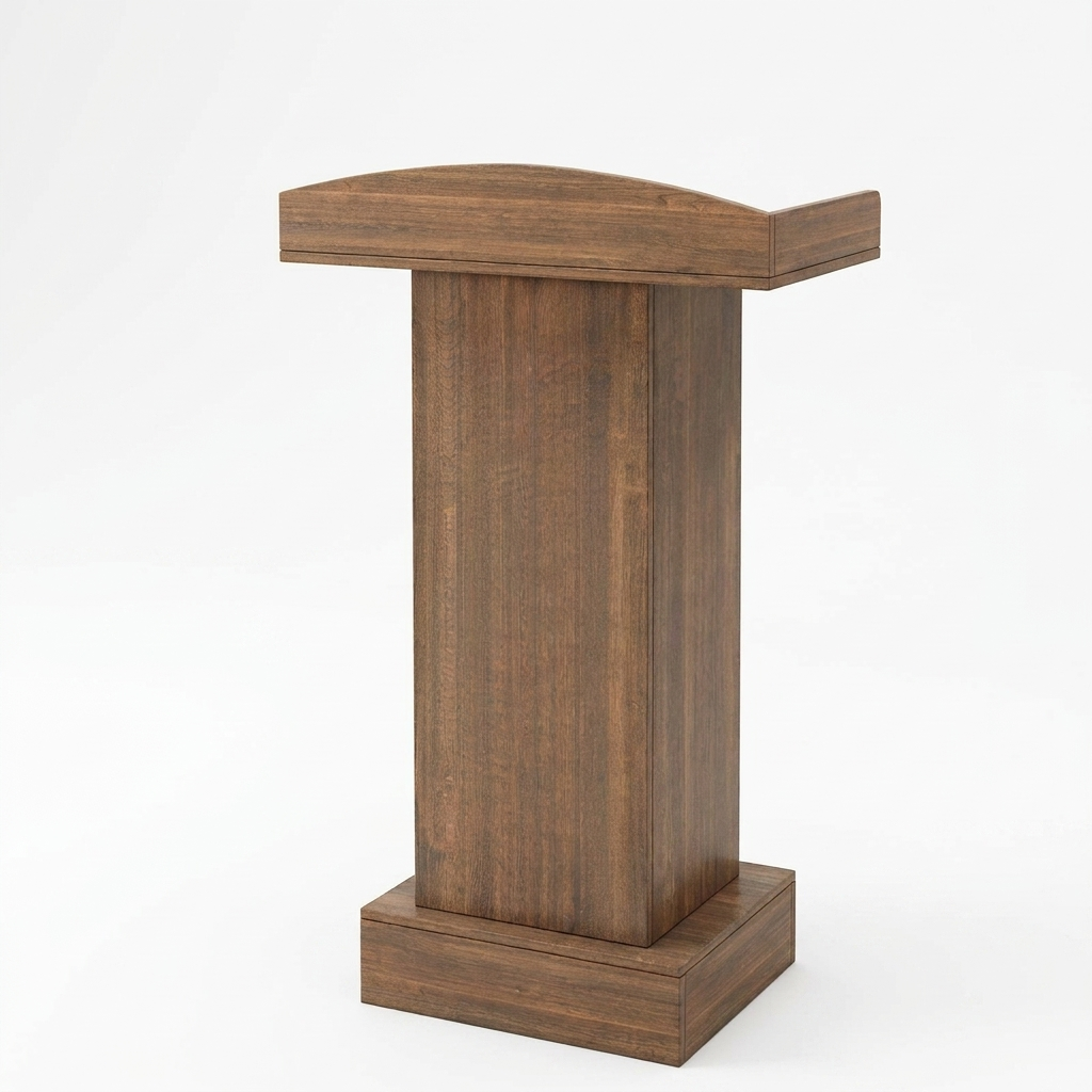 Modern Wooden Reception Desk Lectern Podium Speaker Stand Portable Adjustable Height Rolling Wheels Lockable Storage Office Desk