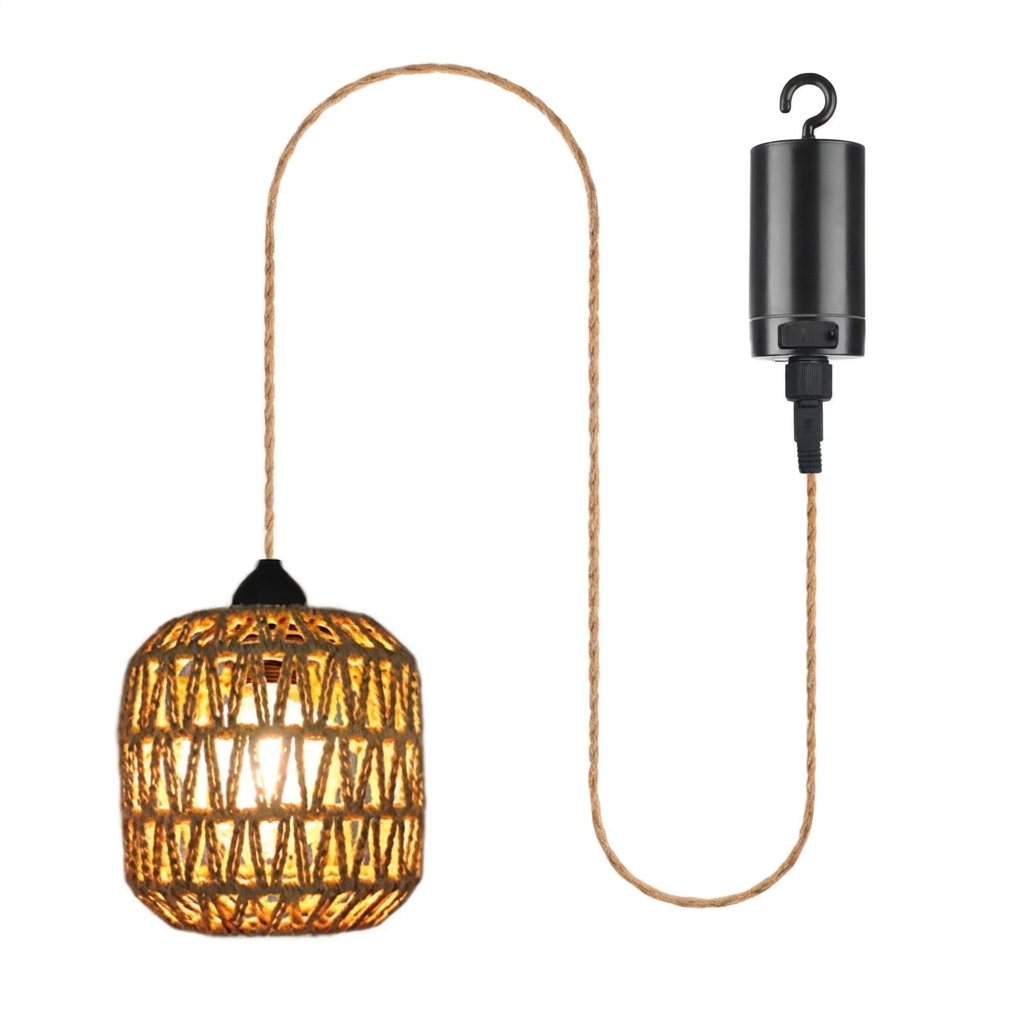 Battery Rattan Outdoor Chandelier