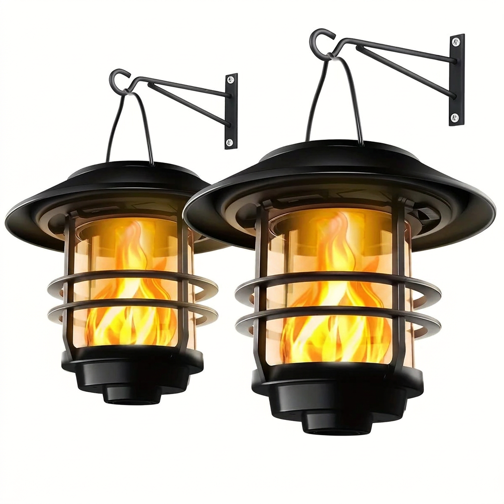 Solar Flickering Flame Wall Lantern (2-Pack)