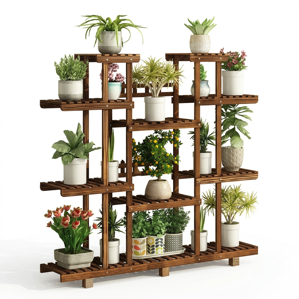 Multi-Tier Wooden Plant Stand