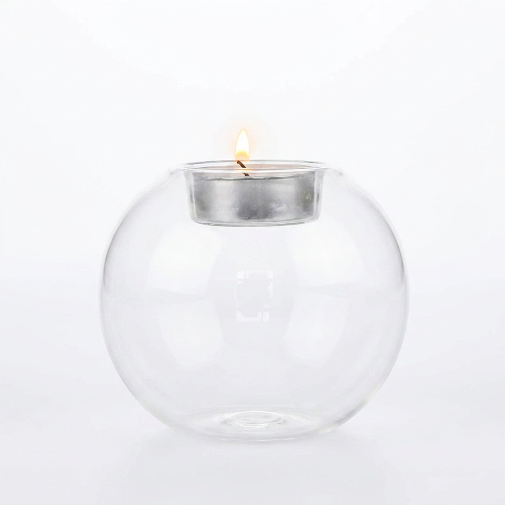 Round Glass Candle Holder Centerpiece