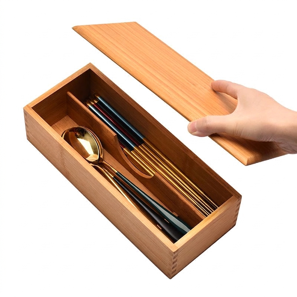 Japanese Cutlery Storage Box with Lid