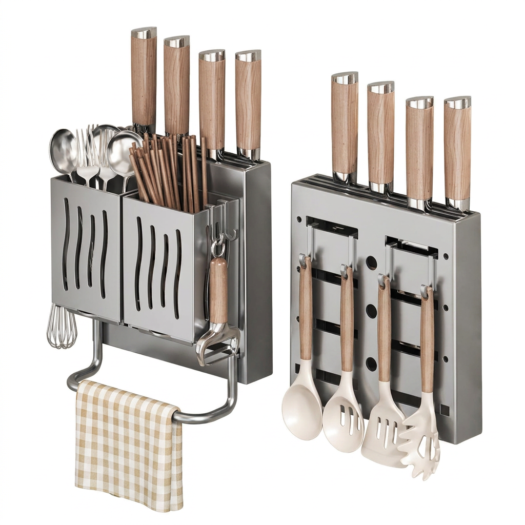 Wall-Mounted Knife & Chopping Board Rack