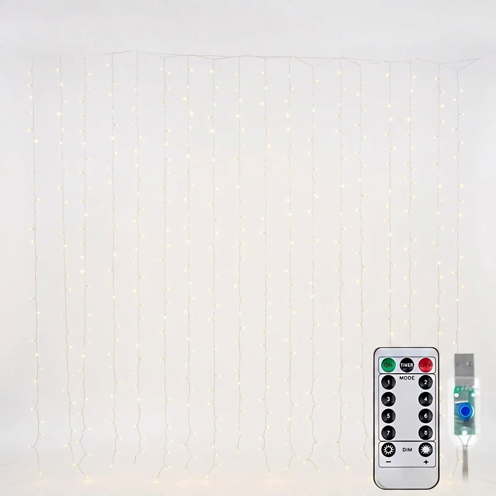 3m USB Fairy Curtain Lights with Remote