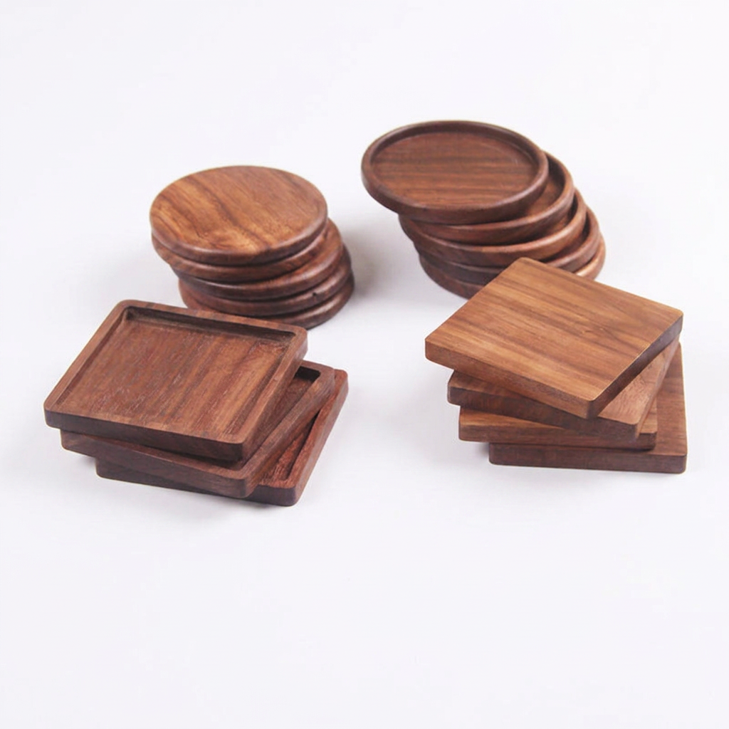 Black Walnut Square Wooden Coasters