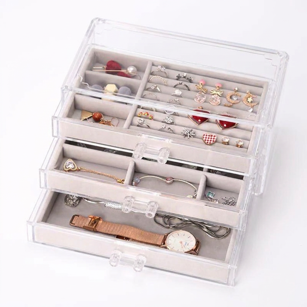 Acrylic 3-Drawer Jewelry & Cosmetics Box